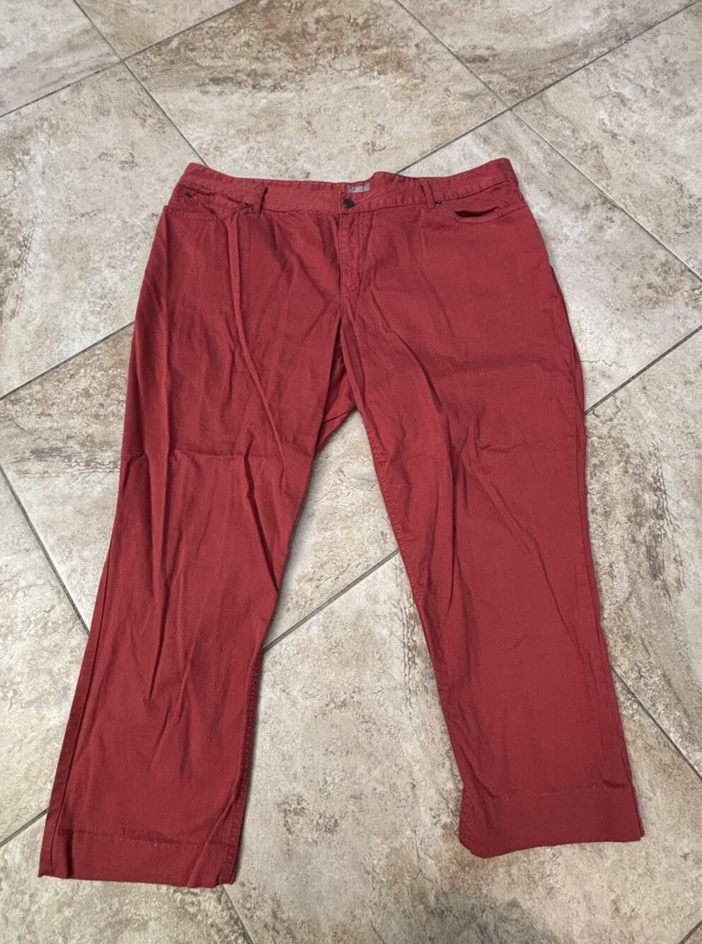 J Jill Petite 16 Slim Leg Red Crop Ankle Pants Stretch Casual Women’s